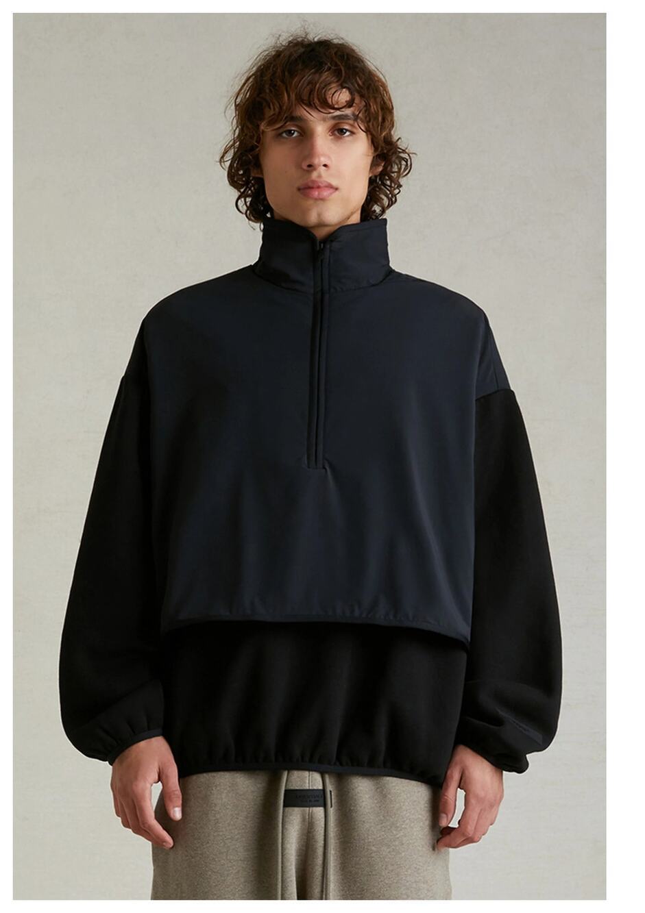 NEW Fear of God Essentials Half Zip Nylon Fleece Pullover Size Small